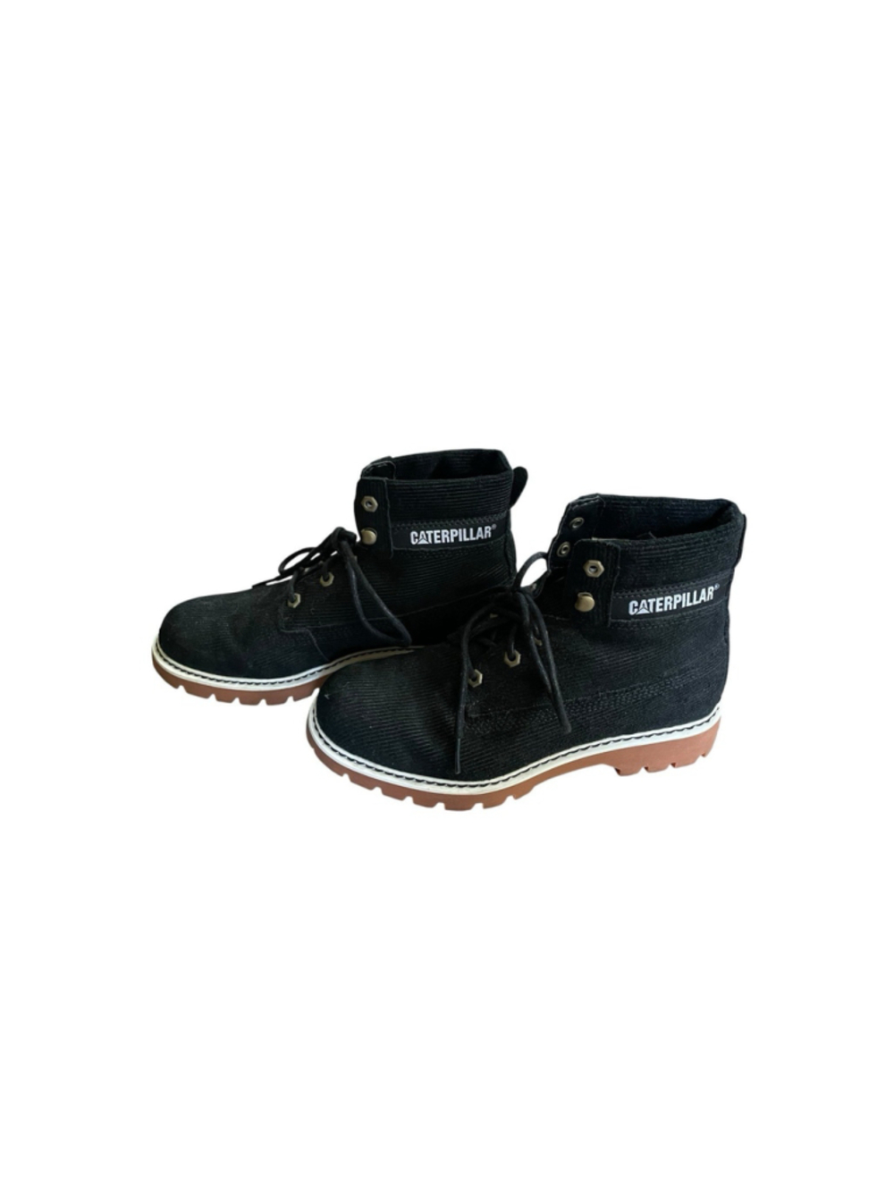 Womens CAT Caterpillar Lyric Cord Corduroy Black Lace Up Boots US 9 EUR 40